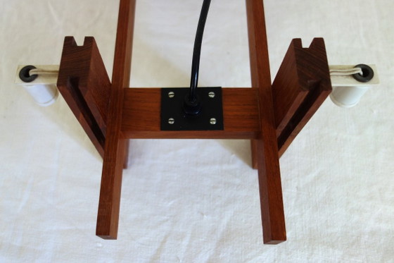 Image 1 of Lampadario scandinavo in perspex e teak, anni '60/'70