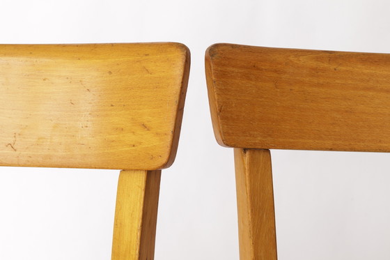 Image 1 of Paire de chaises de salle à manger de Francfort des années 1950, Allemagne - Remise à neuf Beechwood Classics