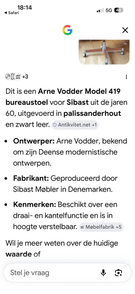 Image 1 of Arne Vodder bureaustoel