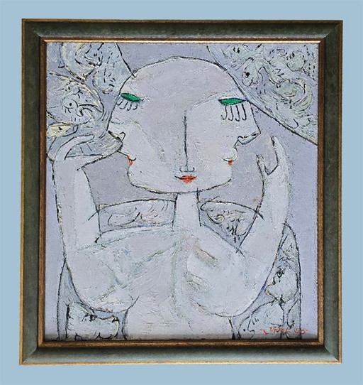 Painting, Bali, 46 x 50 cm, Signed, 1998