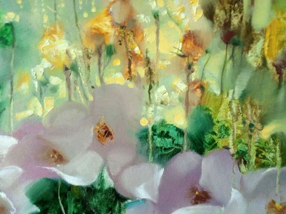 Original Oil Painting Abstract Expressionism Landscape Meadow Sunny Bouquet – Paintings & Drawings, Canvas (photo 6 of 8)