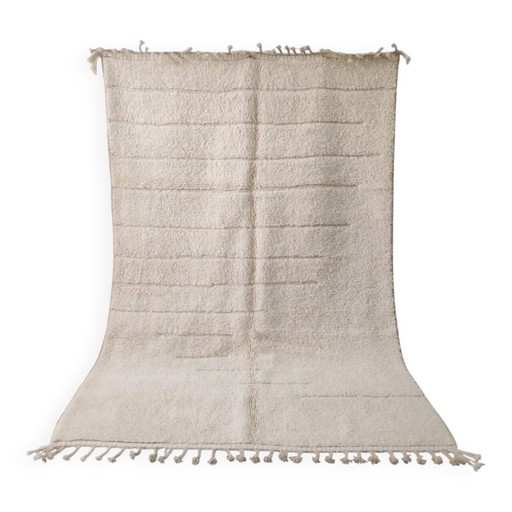 Beni Ouarain Rug Ecru with Horizontal Stripes Minimalist Design 3x2m