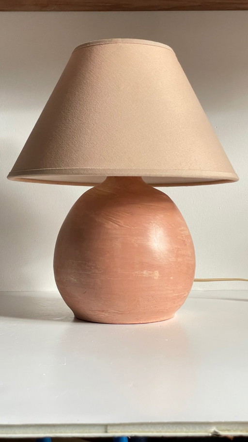 Vintage handgemaakte terracotta lamp – tafellampen, Textile (photo 2 of 21)