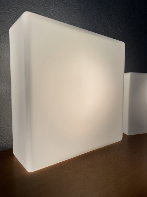 60's white opaline square Lita wall lamp