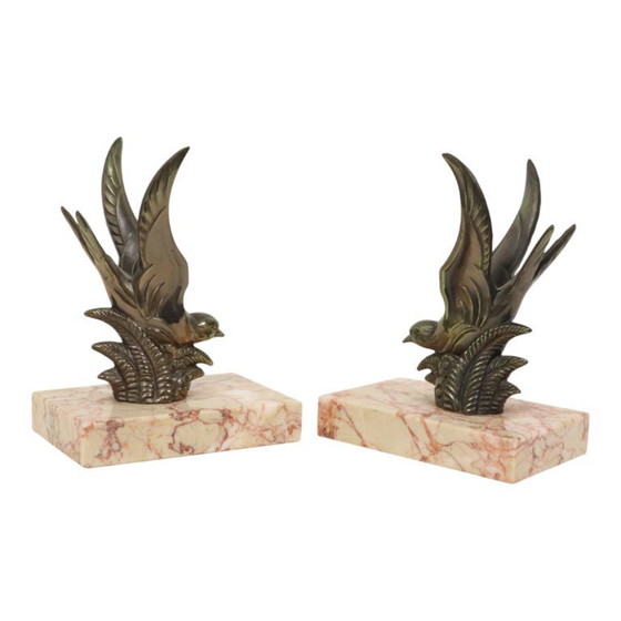 Image 1 of Art Deco Swallows Bookends