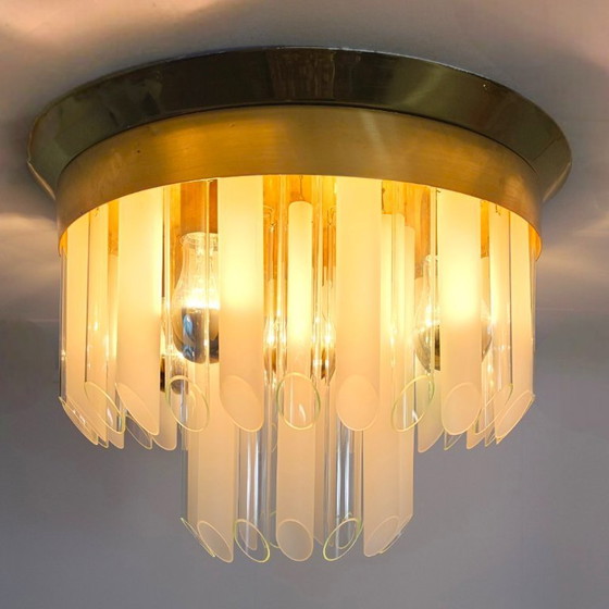 Image 1 of Kalmar Franken ceiling lamp, 1960s, mid-century glass with brass