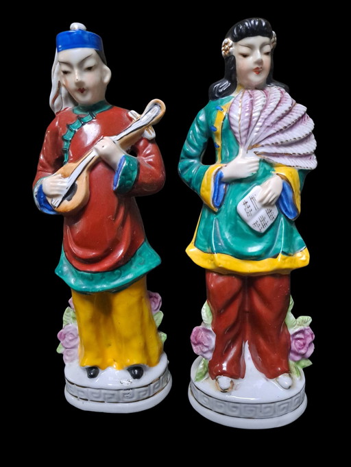 2 Japanese porcelain vintage figurines