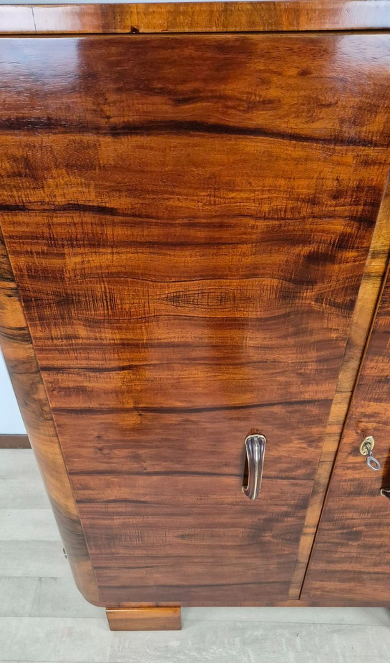 Aparador Veneciano Art Déco 1940, Manifattura Italiana, Armarios de almacenamiento, Madera, Latón, Marrón (foto 10 de 15)
