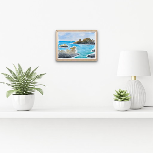 Watercolor seaside landscape