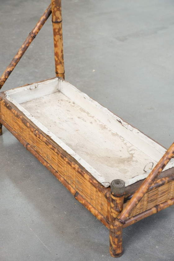 Image 1 of Antique French faux bamboo standing coat rack/hallway furniture with a mirror and umbrella rack