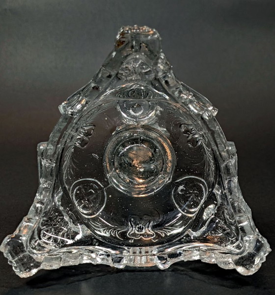 Image 1 of Antique "Sacred Heart" Crystal Candlestick (1900-1930) UV Reactive (Val Saint Lambert/Portieux)
