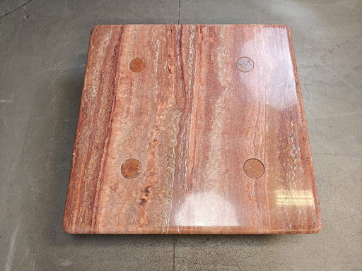 Angelo Mangiarotti red travertine Coffee Table for Up&Up, Italy