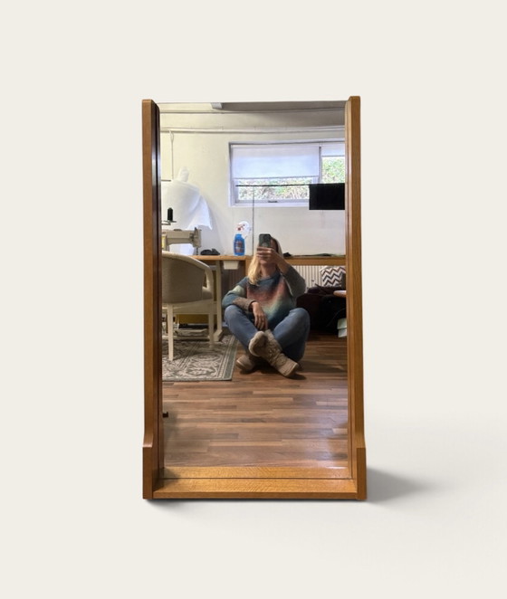 Grote vintage spiegel, Glas, Hout, Bruin (foto 4 van 7)