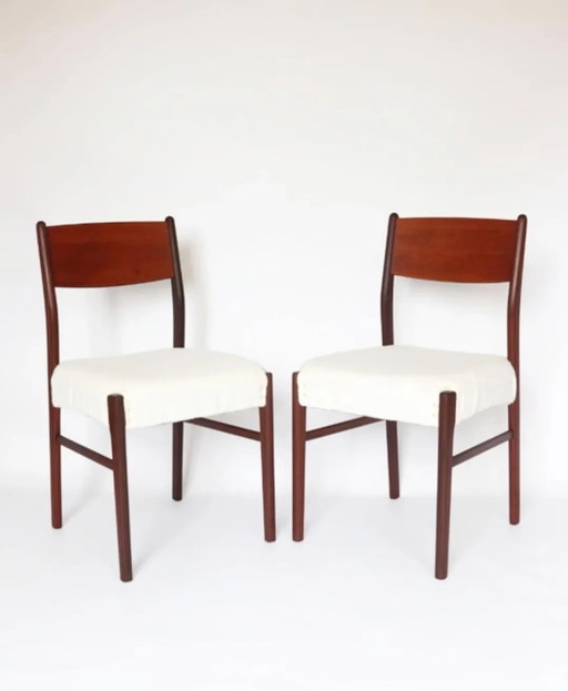 Ensemble vintage de chaises de salle à manger en teck tissu Teddy