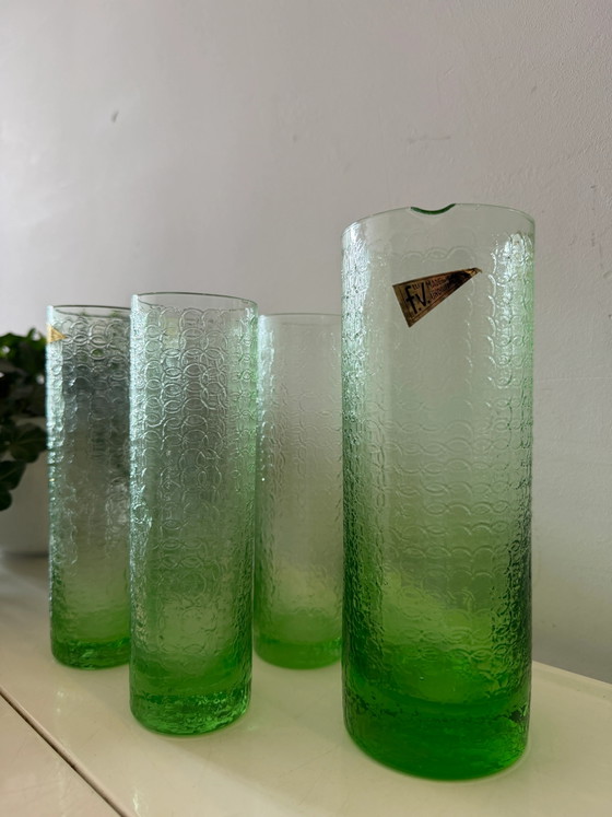 Fidenza Vetraria Carafe and Glass Set – Glass & Decanter, Mid Century Modern (photo 5 of 6)