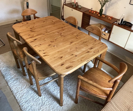 Table + 6 chairs - Rainer Daumiller - solid wood