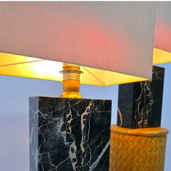 Image 1 of Set aus 2 wunderschönen schweren Marmorlampen aus den 1960er Jahren.