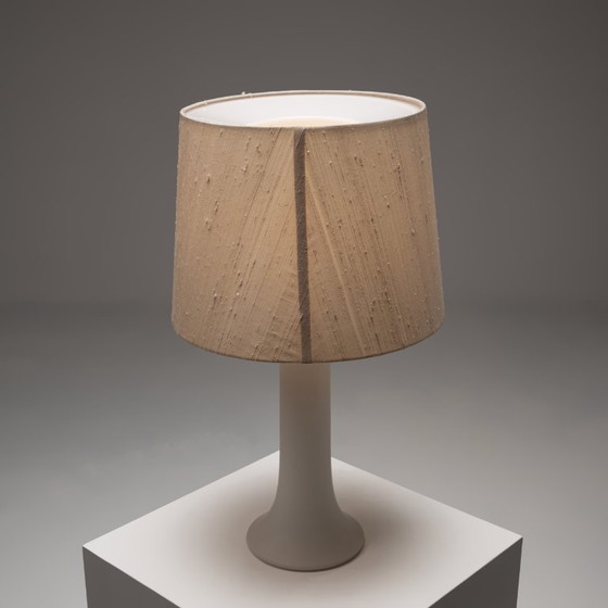 Image 1 of Glass table lamp with raw silk shade