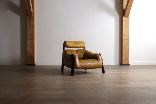 Fauteuil lounge Percival Lafer MP-81 en cuir jaune, Brésil, années 1970