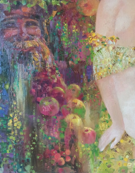 Originales Ölgemälde, abstrakte figurative Darstellung einer Frau in der Natur, Yarilo (photo 9 of 11)