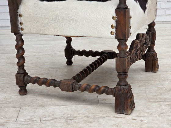 Image 1 of Dänischer Hochlehner-Sessel aus den 1950er Jahren, echtes Rindsleder, Eichenholz.