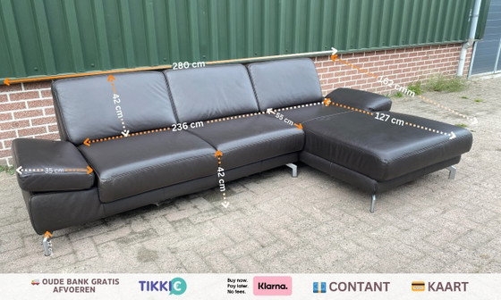 Image 1 of Henders and Hazel Napels hoekbank van bruin leer – Premium loungecomfort – Gratis levering