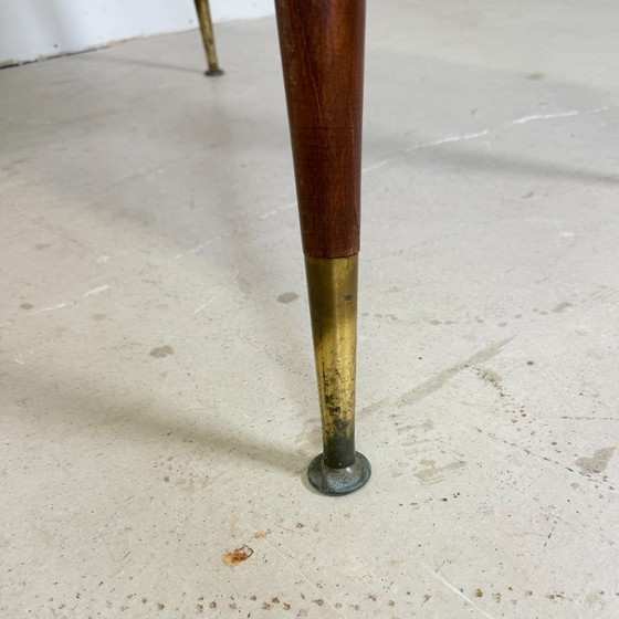 Mid-Century Adjustable Crank Table / Dining table & Coffee Table – 1950s – Wood, Brass (photo 7 of 13)