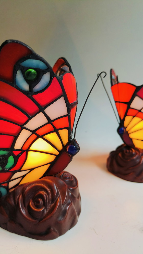 Image 1 of Mabrilux stained glass tiffany style butterfly lamp belgium