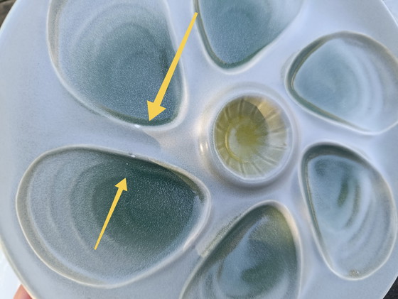 Image 1 of 4 oester-/schelpdierborden, Salins aardewerk / Frankrijk 1960