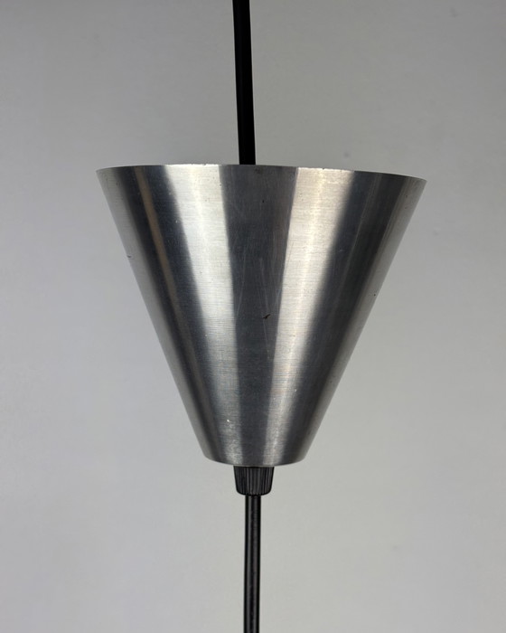 Image 1 of Danish Space Age UFO Brushed Aluminum Pendant Lamp Sputnik design Mid Century Modern 70s Industrial Minimalist 1970s Denmark