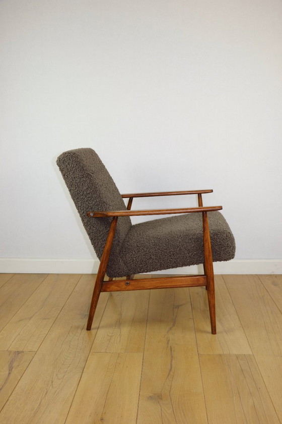 Image 1 of Armchair 'Lis', 1970s brown chocolate brown boucle design by Henryk Lis - 2 pieces available