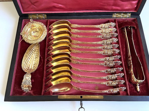 Silver & Gold Vermeil Tea Set Napoleon III Period France