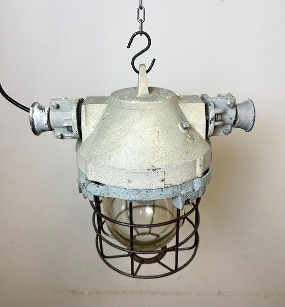 Image 1 of Industrial Bunker Ceiling Light with Iron Cage from Elektrosvit, 1970s
