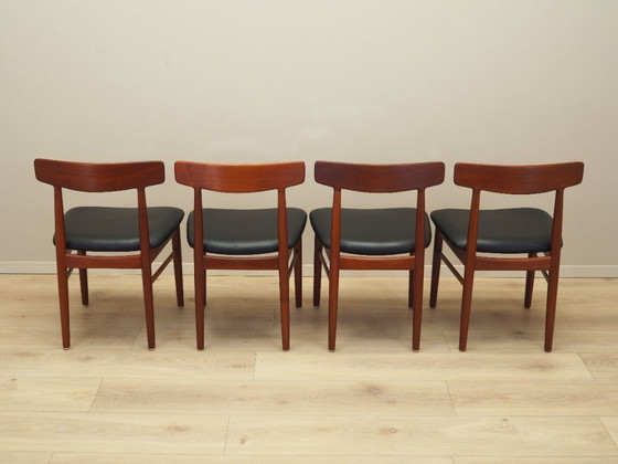 Image 1 of Set van vier teakhouten stoelen, Deens ontwerp, jaren 1960, fabricage: Bruno Hansen, ontwerper: Henning Kjærnulf