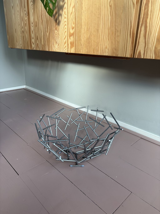 Large, vintage metal fruit bowl
