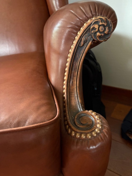 Image 1 of Antieke, Recent opgemaakt English Chesterfield Oorfautuil