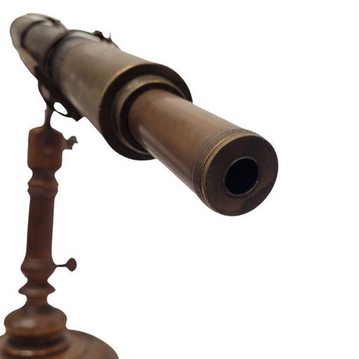 Telescopio refractor de mesa, madera y cuero, p. s. XX – Francia