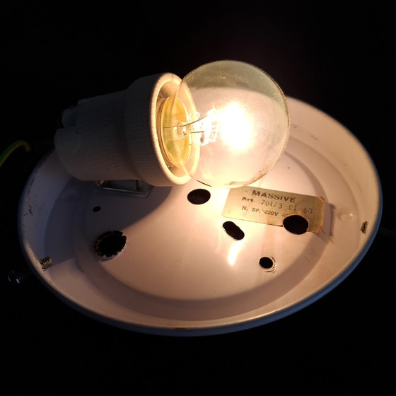 Image 1 of Lampada da soffitto vintage in vetro trasparente effetto ghiaccio degli anni '70.
