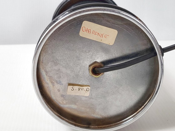 Image 1 of Vintage 1970s Table Lamp in Chrome Steel & Black Lacquered Wood