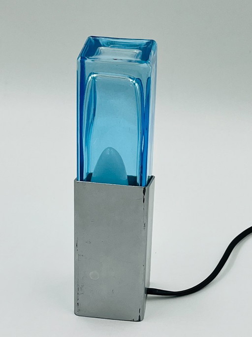 Space Age Lamp, Murano Glass Block, 1970 – tafellampen