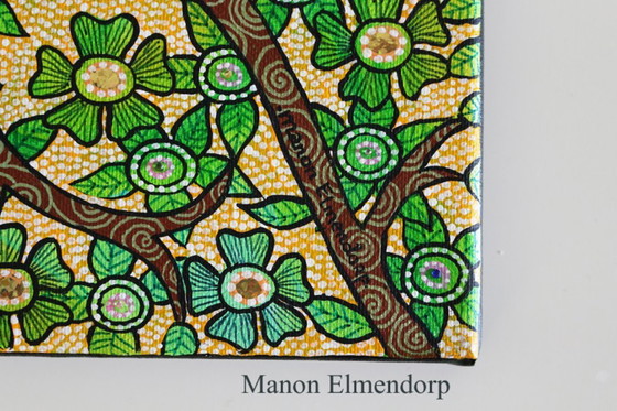 Image 1 of Tableau unique peint à la main représentant un raton laveur (24 x 18 cm)