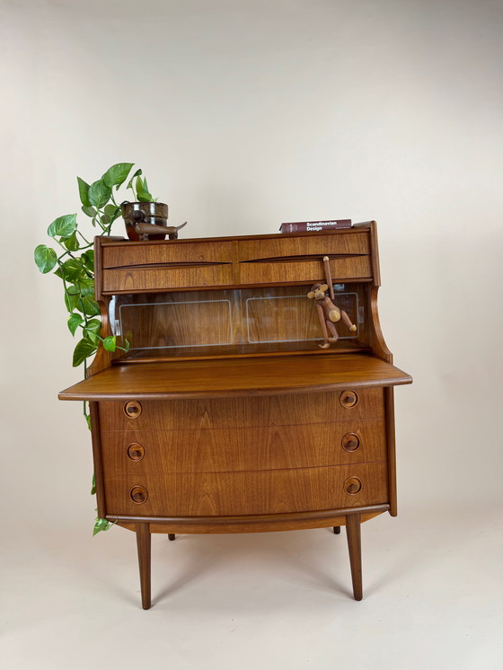 Image 1 of Gunnar Falsig for Holstebro Møbelfabrik – Sculpted Danish Teak Secretary