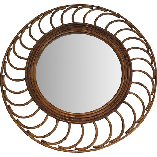 Vintage rattan mirror, 1970