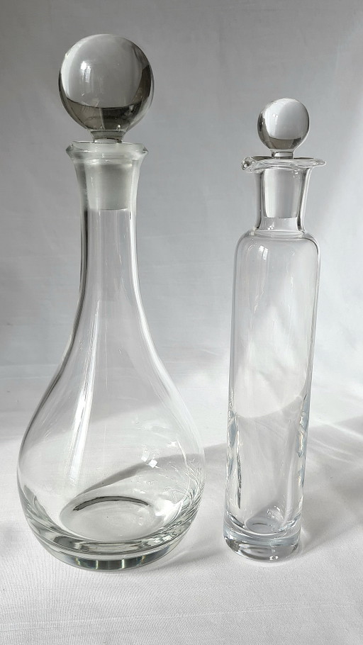 Vintage 2 Eleganti Caraffe in Vetro 31 / 27,5 cm Ottime Condizioni