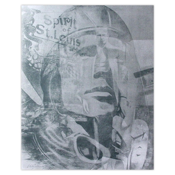 Gérard Larguier Zeefdruk Lindbergh Spirit Of Saint Louis 1977 – Litho's & Zeefdrukken, Paper (photo 2 of 5)