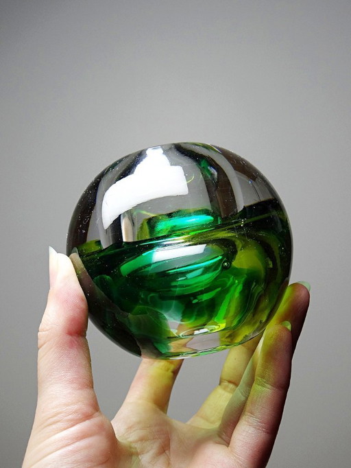 Kleine Öllampe oder Soliflora Globus aus Vintage-Glas im Sommerso/Seguso-Stil