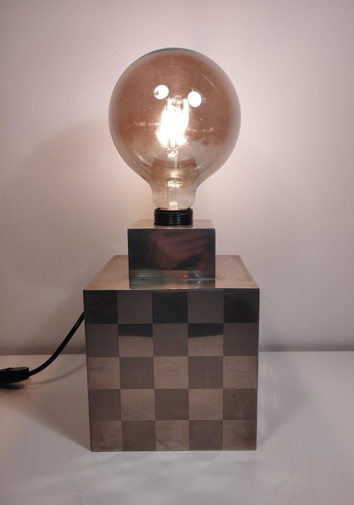 Lampe Cube - À Damier Attribuée À Françoise Sée - Space Age Design - Vintage Epoche 60 / 70 Sixties - Seventies - Vintage