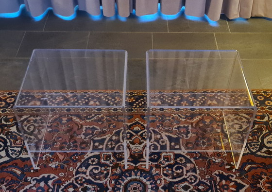 Image 1 of Mid-Century Lucite
plexiglass side table from the 1970s