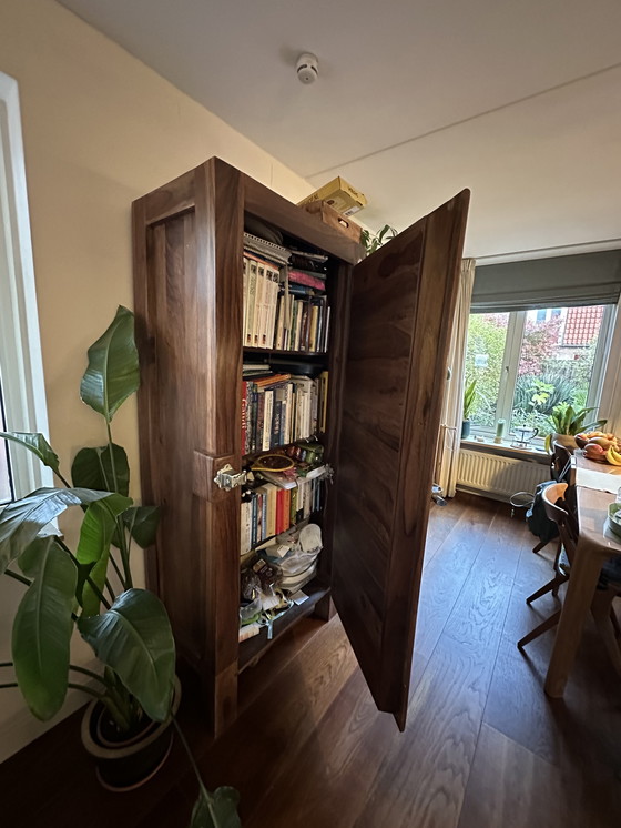 Image 1 of Solid teak cabinet - repro refrigerator model