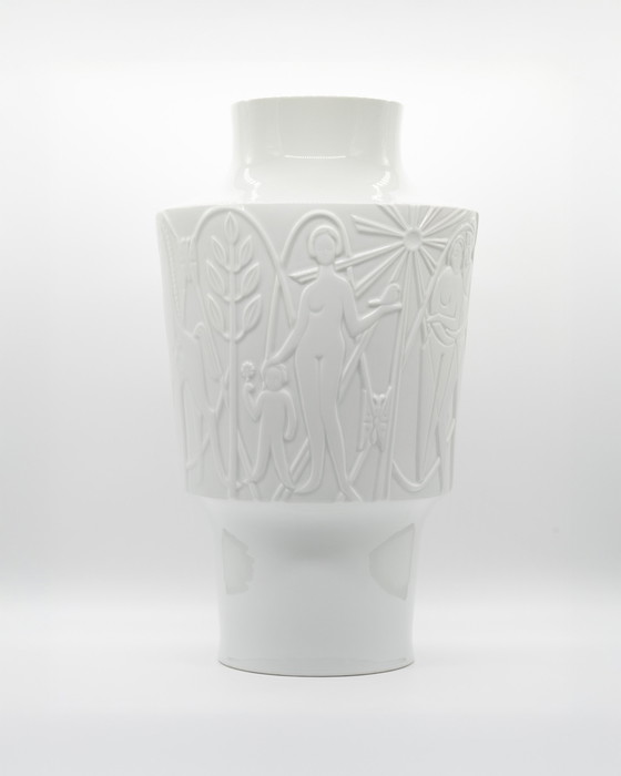 Image 1 of Rare 49cm Porcelain Floor Vase Edelstein Bavaria Art Déco Relief Kurt Wendler 57